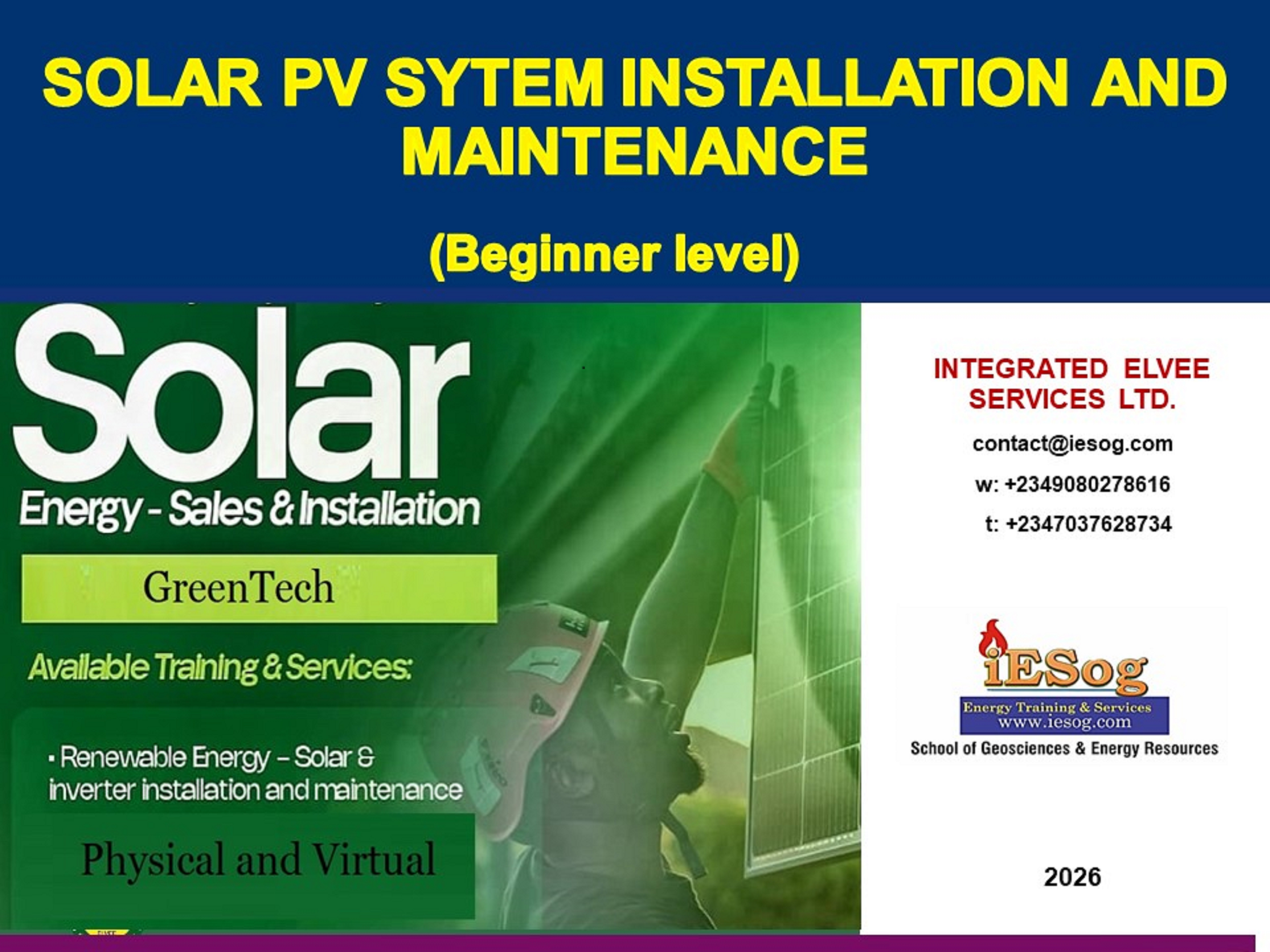 Solar and Inverter Installation and Maintenance (beginner level)