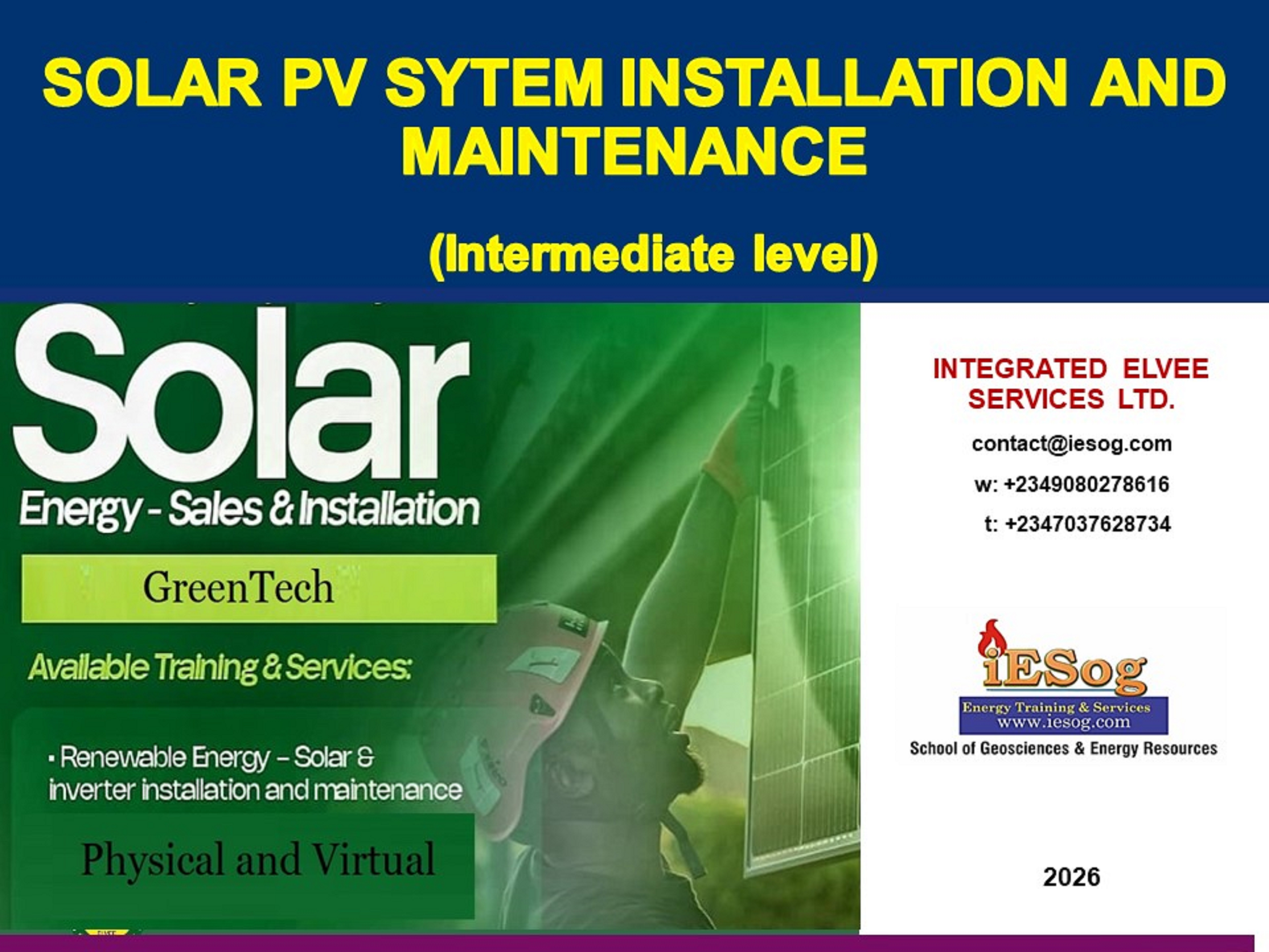 Solar and Inverter Installation and Maintenance (Intermediate Level)